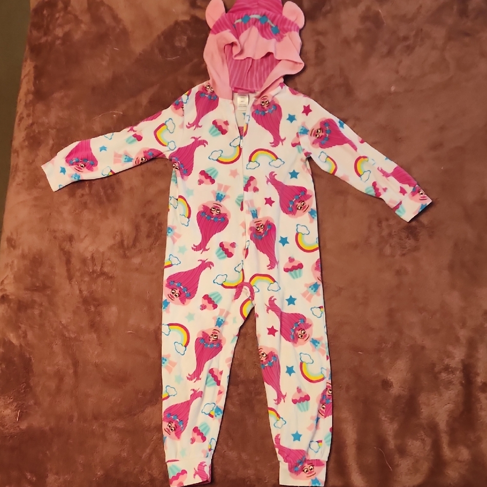 Dream Works Pink Trolls One Piece Pajamas Girls Size 6
